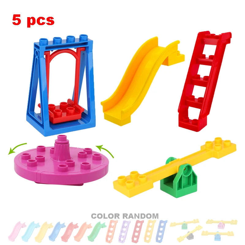 Big Building Blocks Assemble Accessories Children Toys Compatible with Duploes Amusement Park Playground Creativity DIY Set Gift