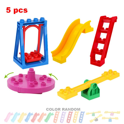 Big Building Blocks Assemble Accessories Children Toys Compatible with Duploes Amusement Park Playground Creativity DIY Set Gift