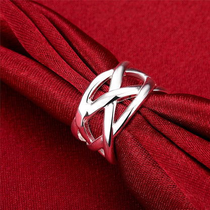 925 Sterling Silver Cross Intertwined Ring for Women Wedding Engagement Party Fashion Charm Jewelry