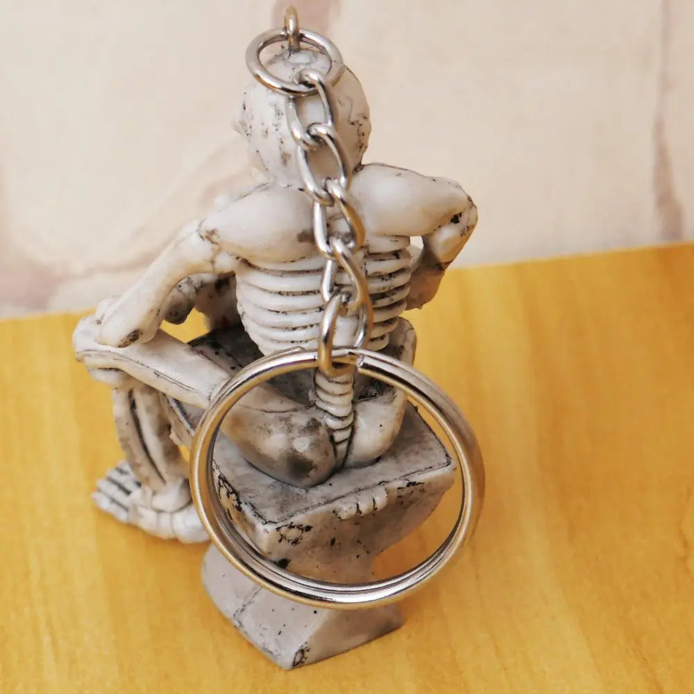 SEKINEW New Creative Skull Toilet Decoration Purse Rubber Keychain Keyring Car Ornament Accessories Charm Pendant Funny Gifts
