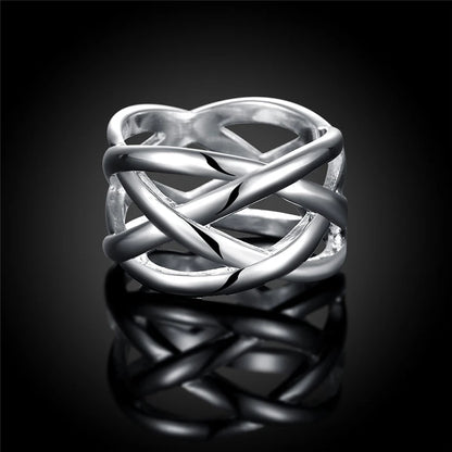 925 Sterling Silver Cross Intertwined Ring for Women Wedding Engagement Party Fashion Charm Jewelry