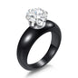 Fashion White Black Ceramic Rings for Women Smooth Surface Inlaid Zircon Women Ring Stainless Steel Wedding Engagement Gift