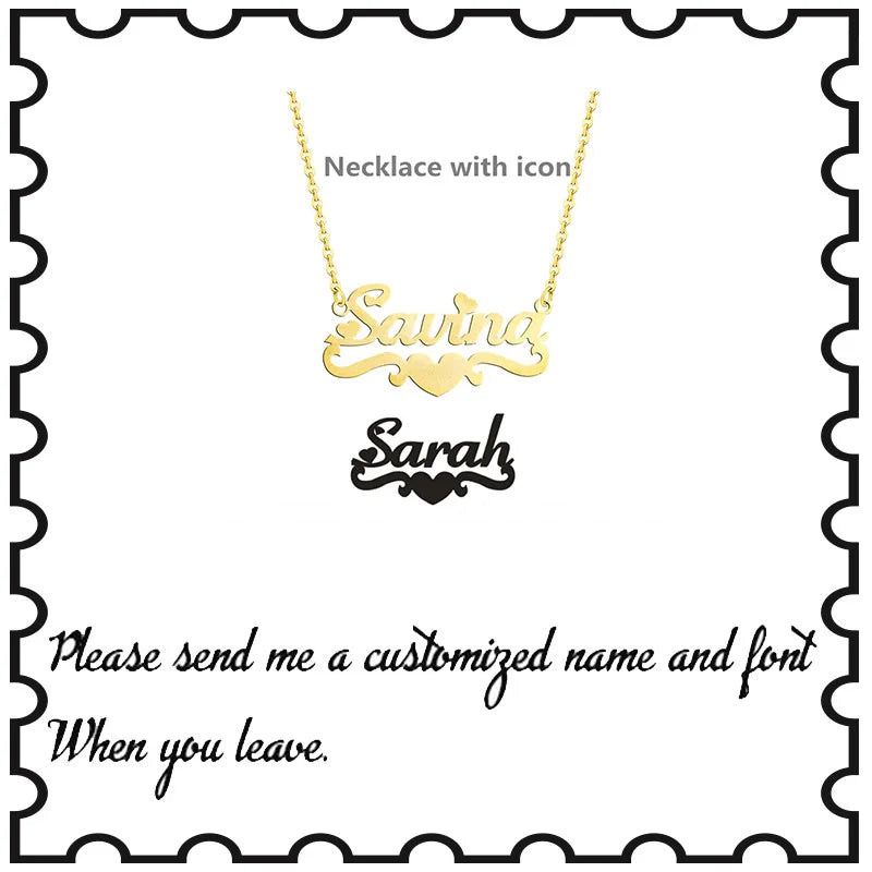 Fashion Custom Name Pendant Necklace with Heart Crown Any Letter Choker Necklace for Women Stainless Steel Jewelry Collier Femme