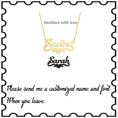 Fashion Custom Name Pendant Necklace with Heart Crown Any Letter Choker Necklace for Women Stainless Steel Jewelry Collier Femme