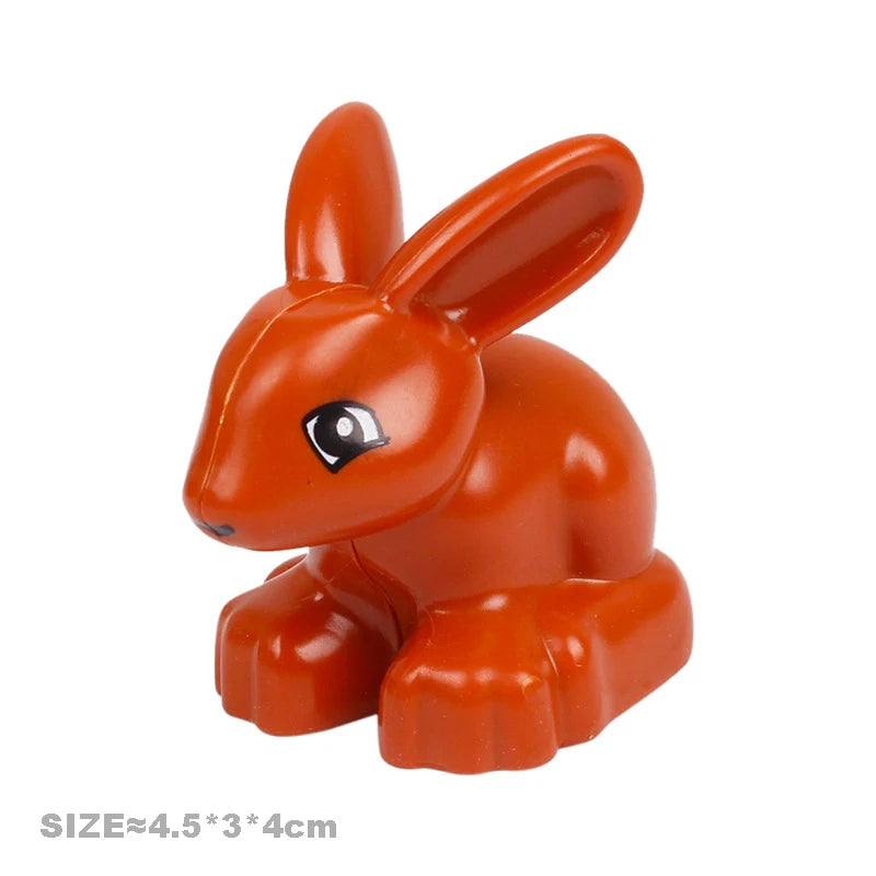 Big Building Blocks Accessories Farm Animals Zoo Compatible with Duplos Cat Pig Dog Rabbit Monkey Hippo Sheep Children Toys Gift
