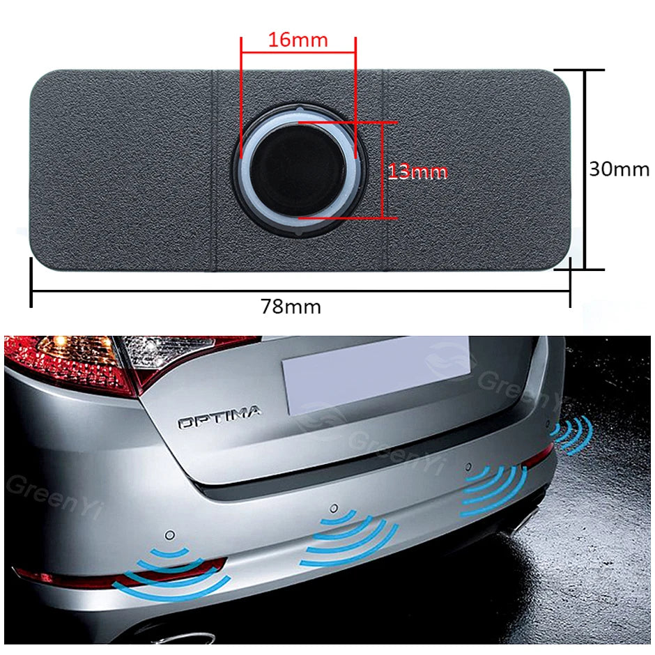 Car Parking Sensor Assistant Parktronics 4 Black/Silver/White 13Mm Flat Sensors Reverse Radar Sound Buzzer Alarm Sound