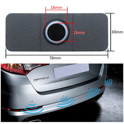 Car Parking Sensor Assistant Parktronics 4 Black/Silver/White 13Mm Flat Sensors Reverse Radar Sound Buzzer Alarm Sound