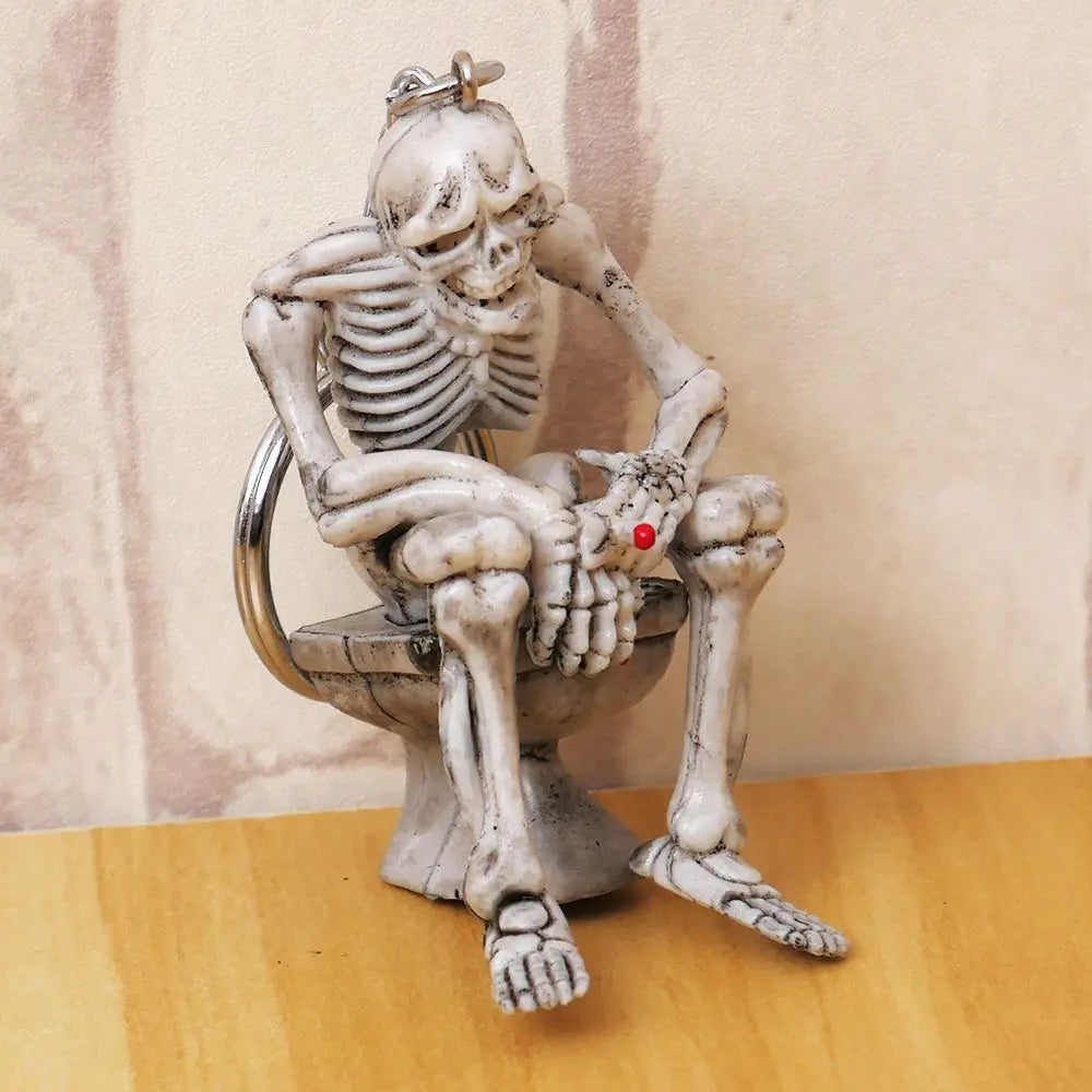 SEKINEW New Creative Skull Toilet Decoration Purse Rubber Keychain Keyring Car Ornament Accessories Charm Pendant Funny Gifts