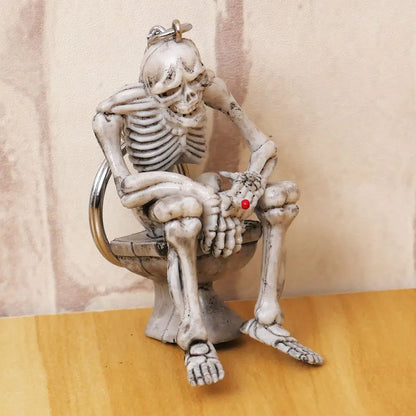 SEKINEW New Creative Skull Toilet Decoration Purse Rubber Keychain Keyring Car Ornament Accessories Charm Pendant Funny Gifts