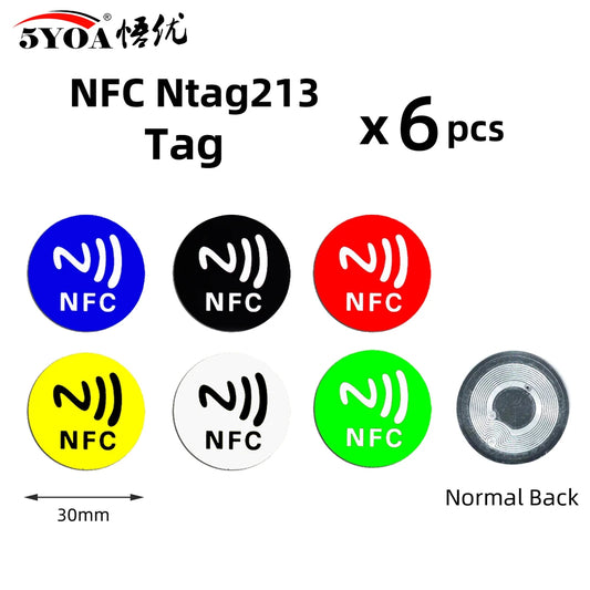 6Pcs NFC Ntag213 TAG Sticker 213 for Huawei 13.56Mhz Universal Label RFID Key Token Patrol Ultralight Tags