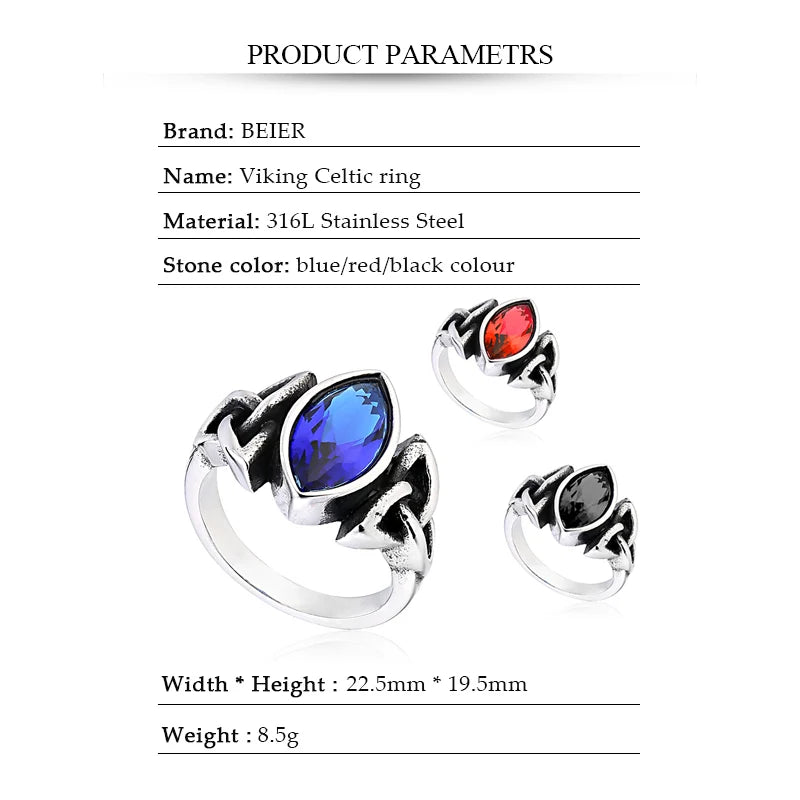 316L Stainless Steel Viking Men Ring Knot Rune Norse Jewelry Exquisite Ring LLBR8-269R