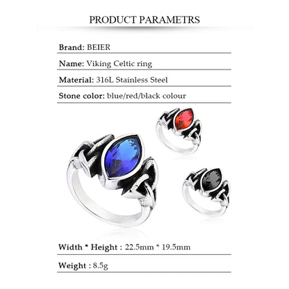 316L Stainless Steel Viking Men Ring Knot Rune Norse Jewelry Exquisite Ring LLBR8-269R