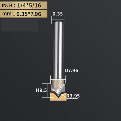 Point Cutting round over Bit Woodworking Tools Carving Tool Tungsten Carbide CNC Router Bit for Wood 1/2 Shank