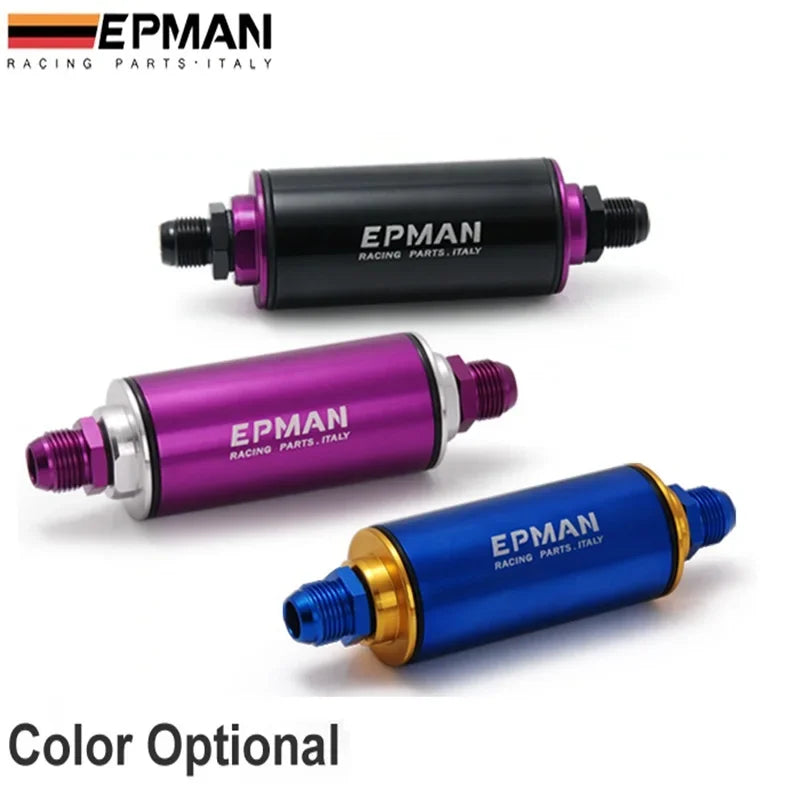 Universal 100 Micron 8.6MM Aluminum High Flow Fuel Inline Petrol Filter Car Truck EP-OF86