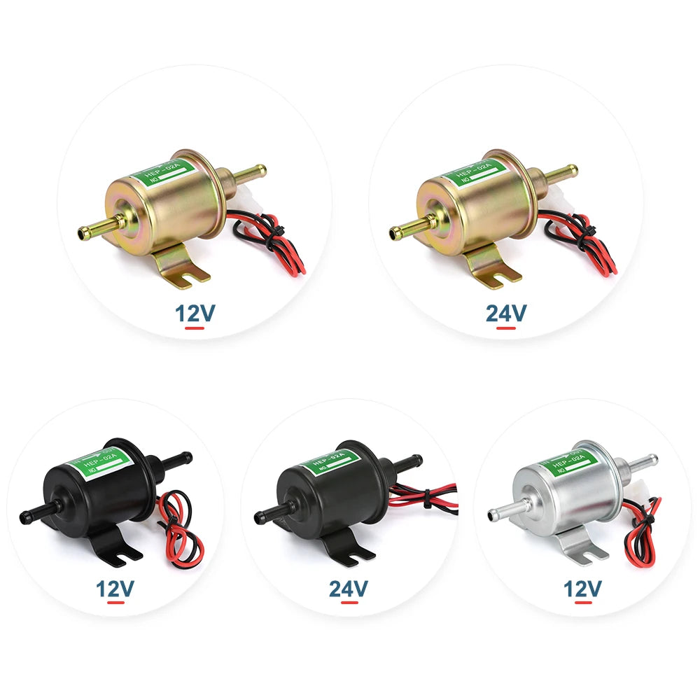 New 12V 24V Electric Fuel Pump Low Pressure Bolt Fixing Wire Diesel Petrol HEP-02A for Car Carburetor Motorcycle ATV