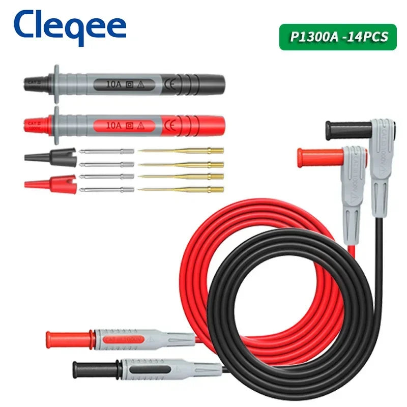 P1300 Series Multimeter Test Lead Kit 4Mm Banana Plug Cable Test Hook Clip Probe Alligator Clip Automotive Tool Kit