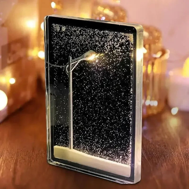 Snow Scene Night Light Desk Light Christmas Crafts Snowy Night Lamp Decor Arts and Crafts Night Street Lamps for Girls