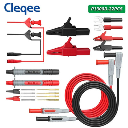 P1300 Series Multimeter Test Lead Kit 4Mm Banana Plug Cable Test Hook Clip Probe Alligator Clip Automotive Tool Kit