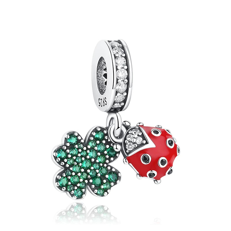 Original 925 Sterling Silver Charm Bead Love Dog Cat Paw Panda Firefly Pendant Charms Fit Bracelets Necklaces Women Jewelry