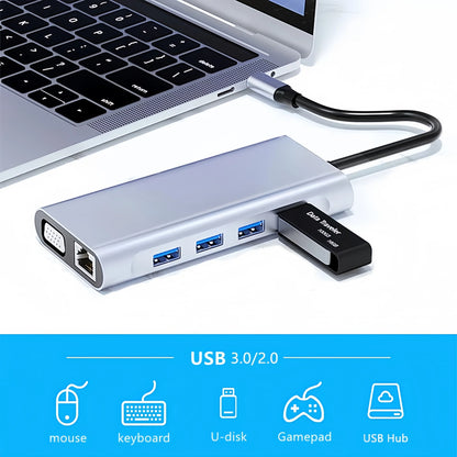 11-In-1 Type-C Docking Station USB 3.0 HUB USB C Splitter Type C to 4K HDMI VGA PD RJ45 1000M Network Adapter for Laptop Macbook