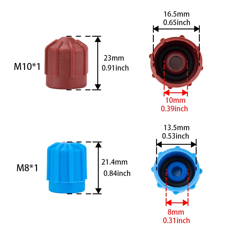5 Pairs,M8*1 M10*1 A/C Service Port Valve Adapter Dust Cap for BMW / Mercedes-Benz