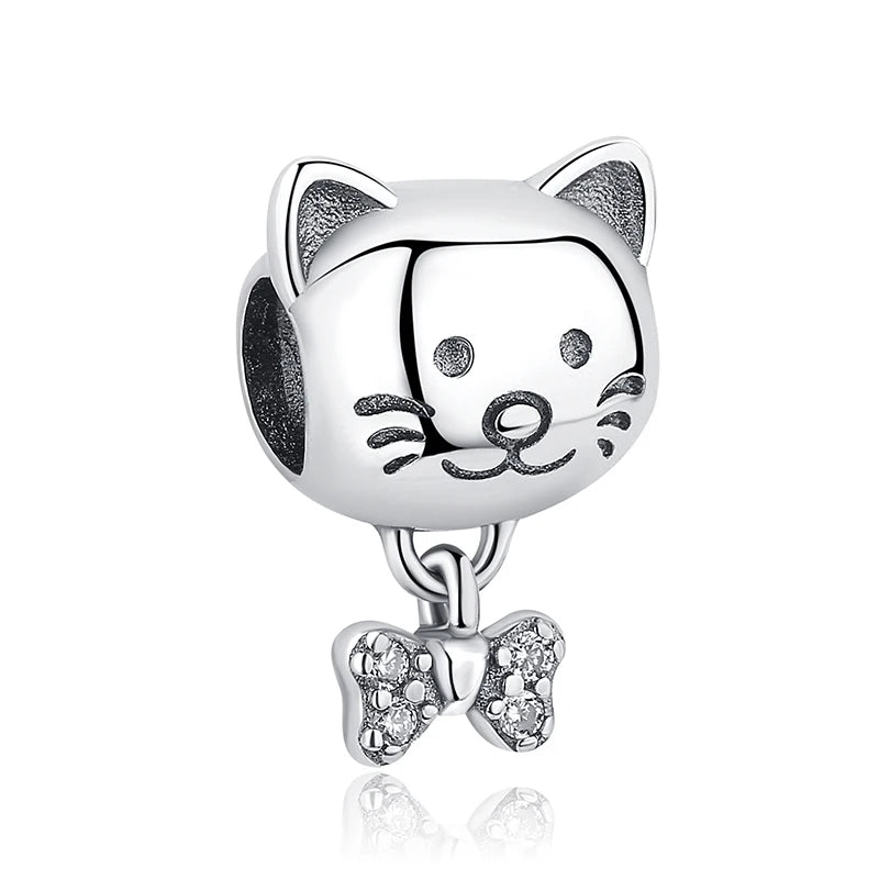 Original 925 Sterling Silver Charm Bead Love Dog Cat Paw Panda Firefly Pendant Charms Fit Bracelets Necklaces Women Jewelry