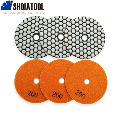6Pcs/Pk Diamond Dry Polishing Pads Granite Marble Flexible Resin Sanding Discs 100Mm Ceramic Stone Polisher 4Inches