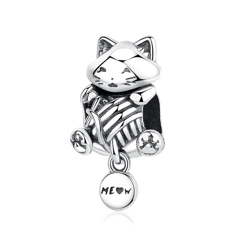 Original 925 Sterling Silver Charm Bead Love Dog Cat Paw Panda Firefly Pendant Charms Fit Bracelets Necklaces Women Jewelry