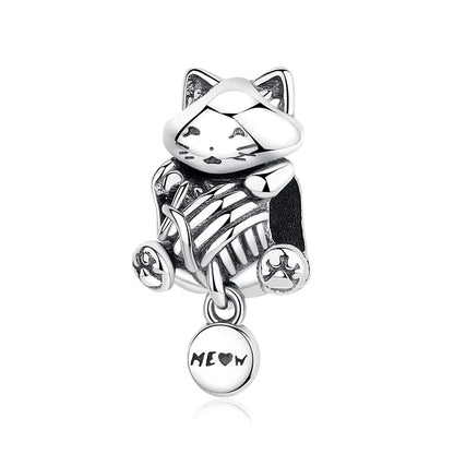 Original 925 Sterling Silver Charm Bead Love Dog Cat Paw Panda Firefly Pendant Charms Fit Bracelets Necklaces Women Jewelry