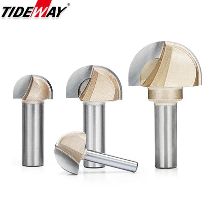 Core Box round Cove Nose Bit Tungsten Carbide CNC Woodworking Groove Tools Router Bits for Wood 1/2 1/4 Shank Milling Cutter
