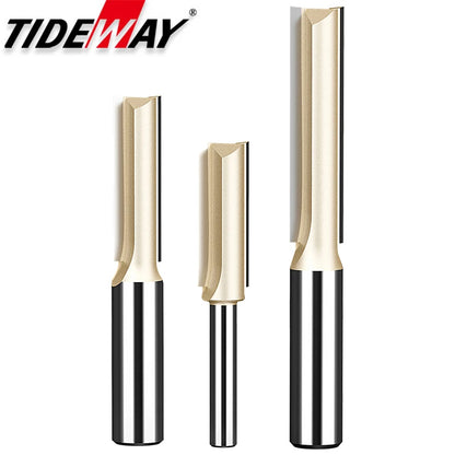 Straight Router Bits 1/2 1/4 Shank Double Flute Plunge Milling Cutter Carbide Tipped Woodworking Trimming Slotting Tool