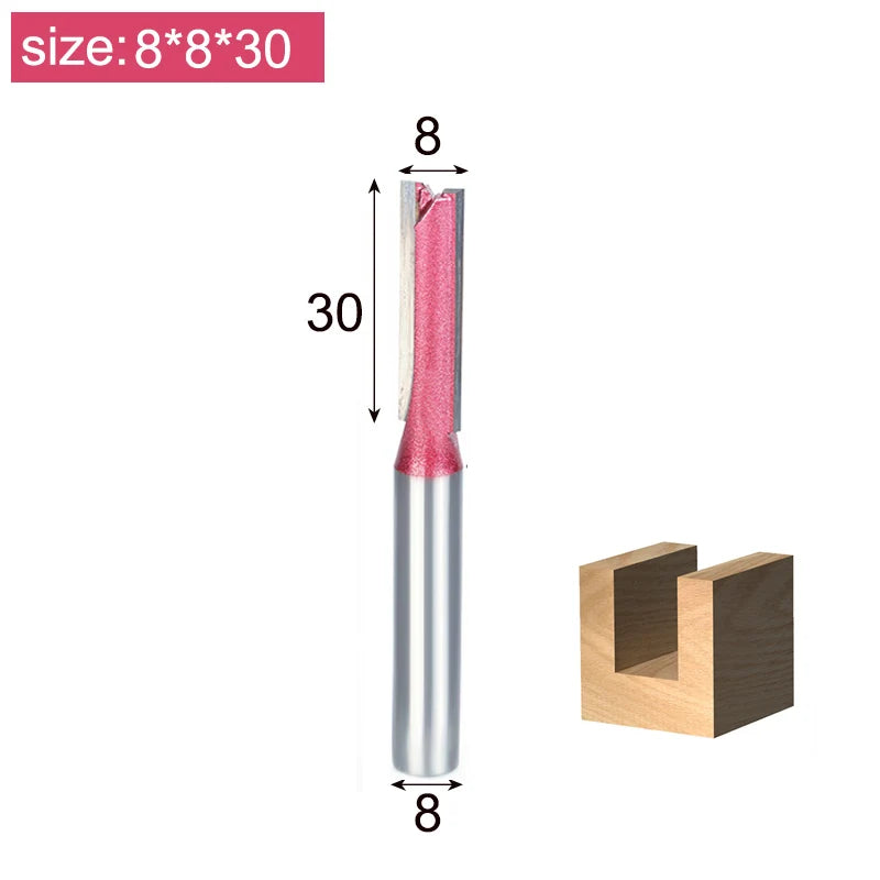 Straight Router Bits 1/2 1/4 Shank Double Flute Plunge Milling Cutter Carbide Tipped Woodworking Trimming Slotting Tool