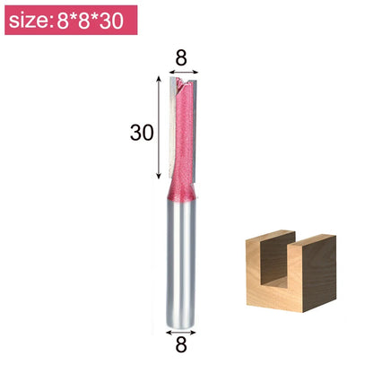 Straight Router Bits 1/2 1/4 Shank Double Flute Plunge Milling Cutter Carbide Tipped Woodworking Trimming Slotting Tool