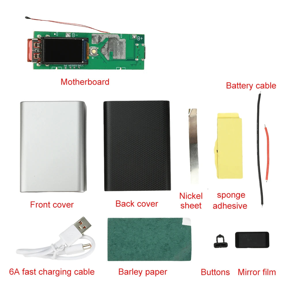 22.5W Fast Charging Module TFT Color Screen Digital DIY Power Bank Kit 21700 Battery Case Fast Charging Mini Portable Power