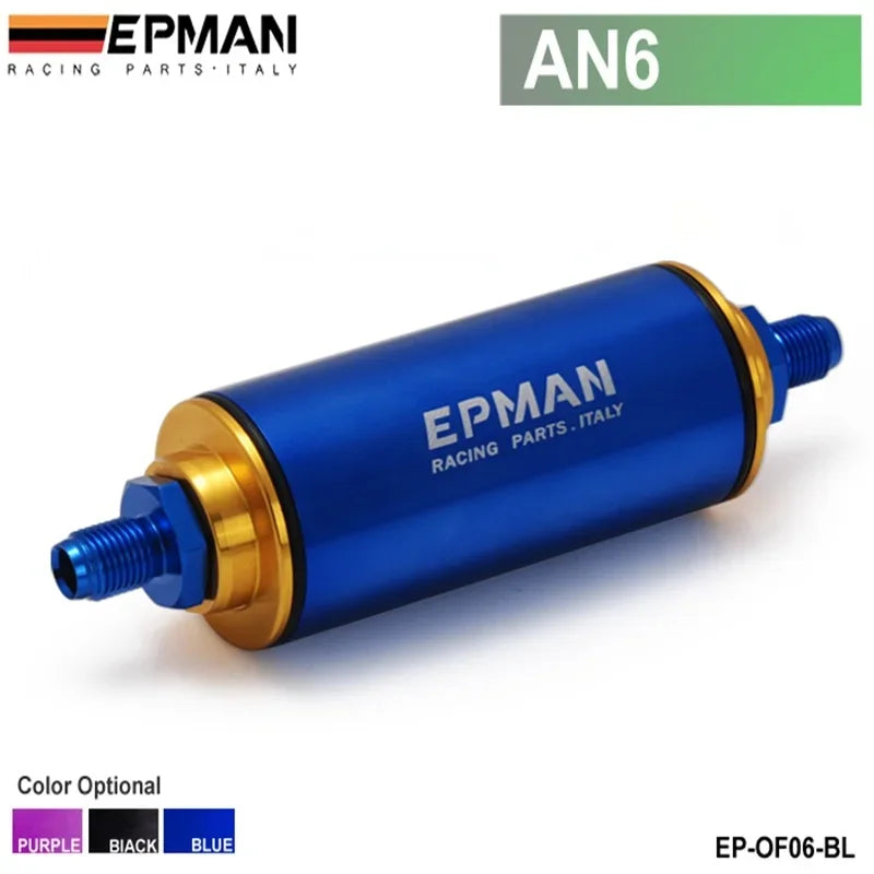 Universal 100 Micron 8.6MM Aluminum High Flow Fuel Inline Petrol Filter Car Truck EP-OF86