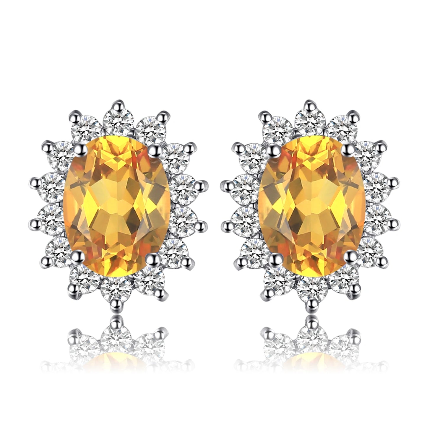 Created Blue Sapphire Ruby 925 Sterling Silver Stud Earrings Natural Amethyst Garnet Peridot Topaz Princess Diana
