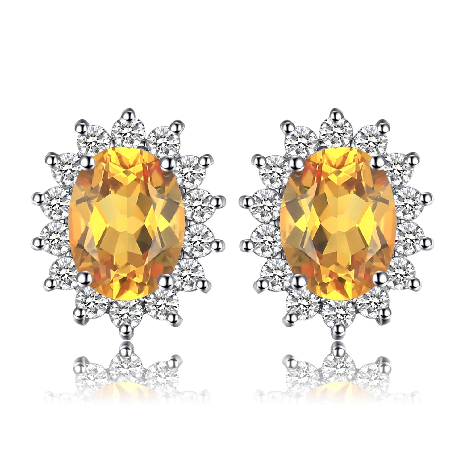 Created Blue Sapphire Ruby 925 Sterling Silver Stud Earrings Natural Amethyst Garnet Peridot Topaz Princess Diana