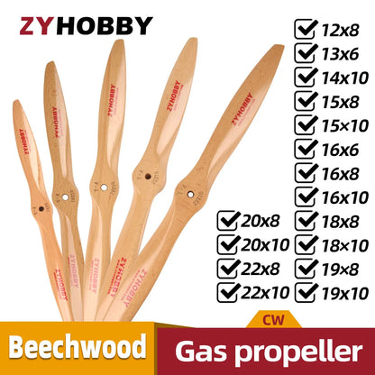 CW Wooden Propeller for Gasoline RC Airplane 16X6 16X8 16X10 18X8 18X10 19X8 19X10 20X8 20X10 21X10 22X8 22X10