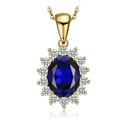 Princess Diana Created Blue Sapphire Ruby Simulated Emerald 925 Sterling Silver Pendant Necklace Women No Chain