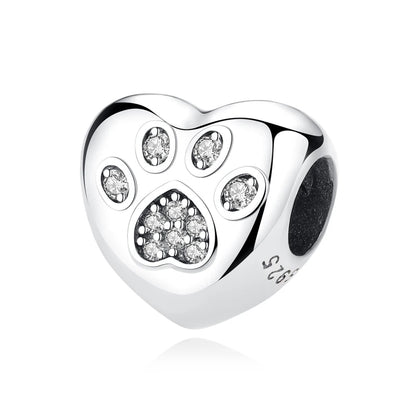 Original 925 Sterling Silver Charm Bead Love Dog Cat Paw Panda Firefly Pendant Charms Fit Bracelets Necklaces Women Jewelry