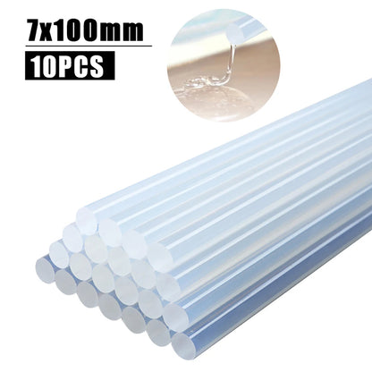 10Pcs 7Mmx100Mm Transparent Hot Melt Glue Sticks for Heat Pistol Gun Electric Glue Gun Craft Repair General Adhesive DIY Tool