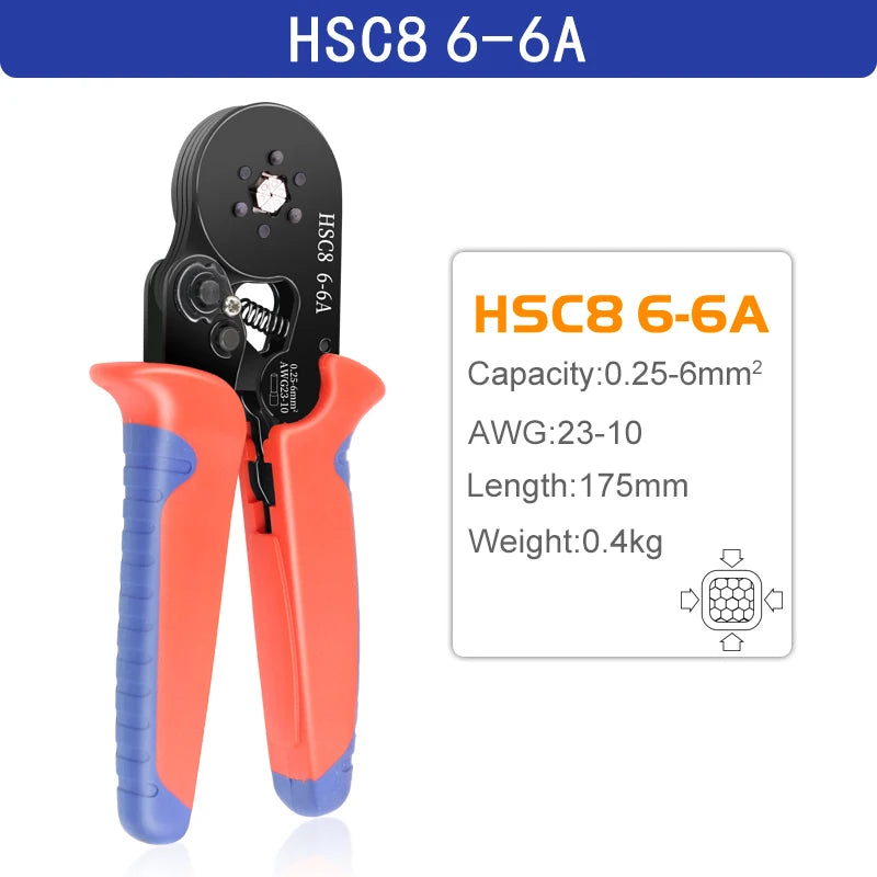 Crimping Pliers Ferrule Sleeves Tubular Terminal Tools HSC8 6-4A/6-6A/16-6 Wire Crimper Household Electrical Sets