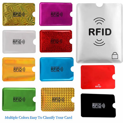 10Pcs Anti-Scan Card Sleeve Credit NFC RFID Card Protector Anti-Magnetic Aluminum Foil Portable Bank Card Holder