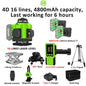 16/12 Lines Self-Leveling Remote Control Outdoor Mode - Receiver Auto 3X360 Green Beam Line Laser Level
