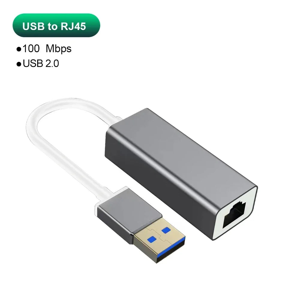 Adaptateur Ethernet USB Type C 1000Mbps, Carte Réseau RJ45 USB 3.0 Pour Macbook PC Windows XP 7 Câble Internet Lan USB Android