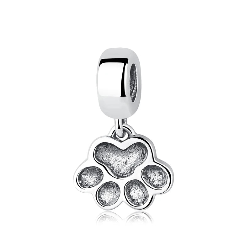 Original 925 Sterling Silver Charm Bead Love Dog Cat Paw Panda Firefly Pendant Charms Fit Bracelets Necklaces Women Jewelry