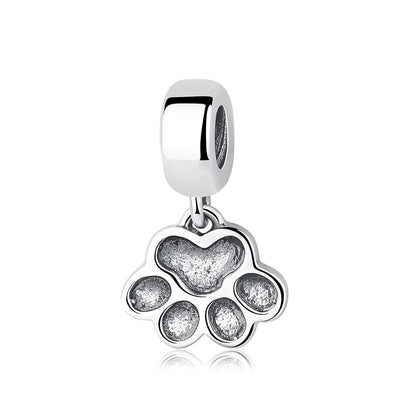Original 925 Sterling Silver Charm Bead Love Dog Cat Paw Panda Firefly Pendant Charms Fit Bracelets Necklaces Women Jewelry