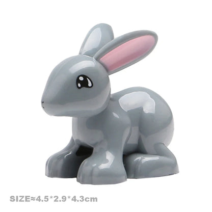 Big Building Blocks Accessories Farm Animals Zoo Compatible with Duplos Cat Pig Dog Rabbit Monkey Hippo Sheep Children Toys Gift