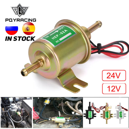 New 12V 24V Electric Fuel Pump Low Pressure Bolt Fixing Wire Diesel Petrol HEP-02A for Car Carburetor Motorcycle ATV
