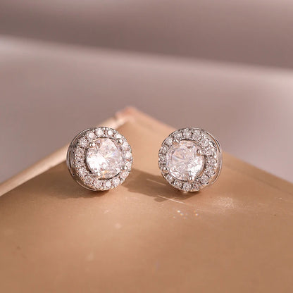 Classic Green AAA Cubic Zirconia Stud Earrings round Crystal Girl Ear Studs for Women Multicolor Fashion Jewelry Brincos AE176